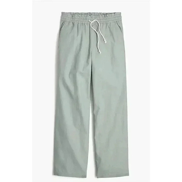 J.Crew Linen-Cotton Blend Wide-Leg Paper-Bag Pants, Size 10 - Picture 1 of 13